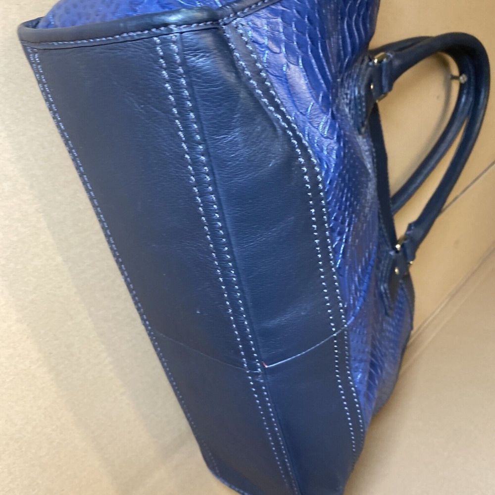Cole‎ Haan Blue/Black Alligator Snake Skin Style Purse Hand Bag VERY NICE - Picture 8 of 12